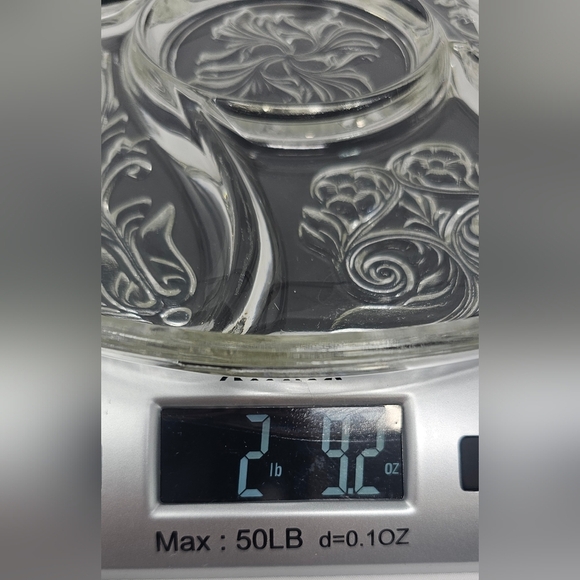 Vintage McKee Depression Glass Rock Crystal Clear 5 Part Relish Dish Tray Floral - Picture 8 of 8